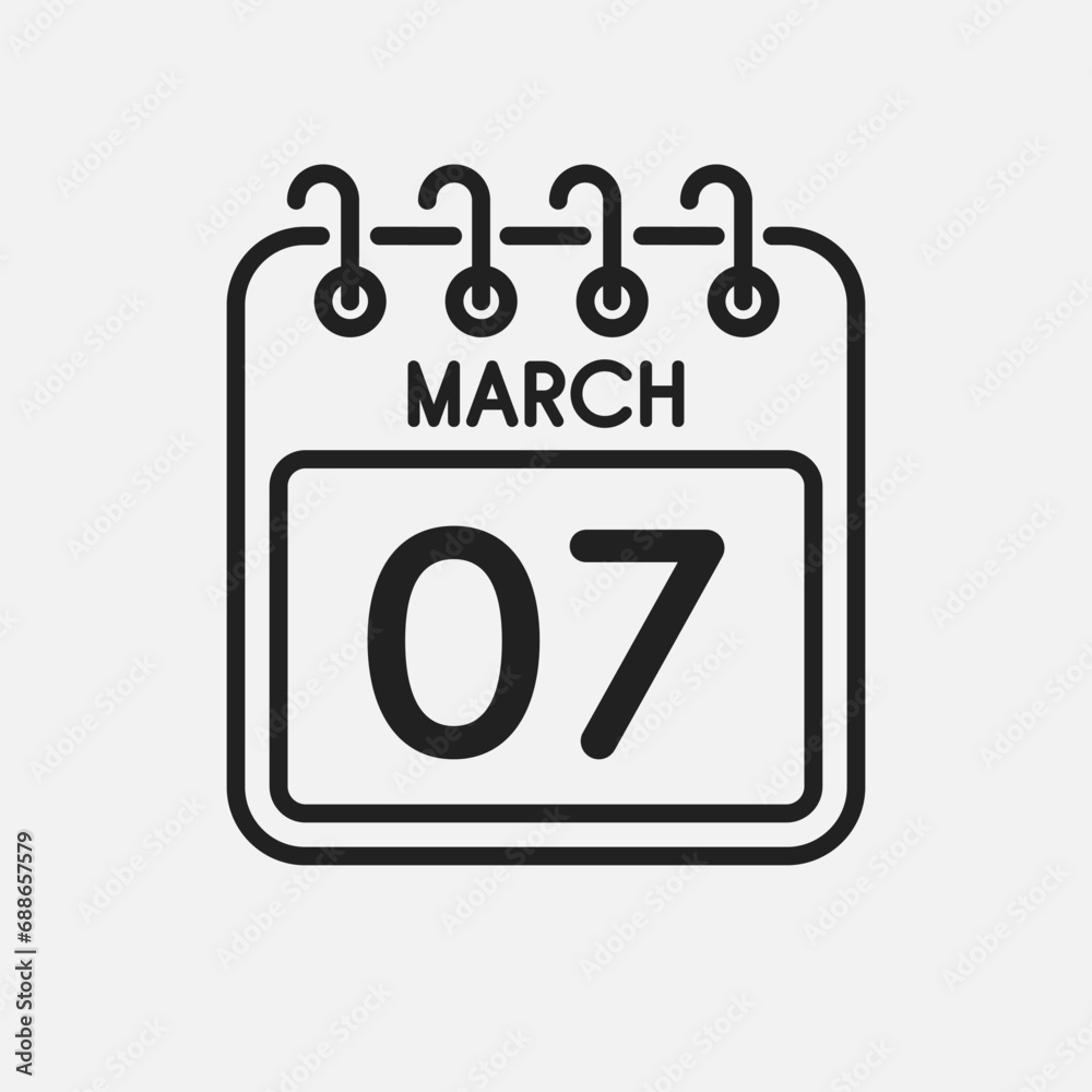 Icon page calendar day - 7 March Icon page calendar day - 7 March