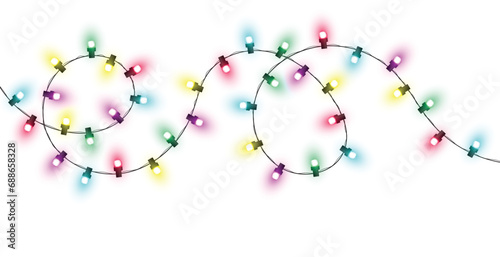 Holiday garland. Christmas lights.