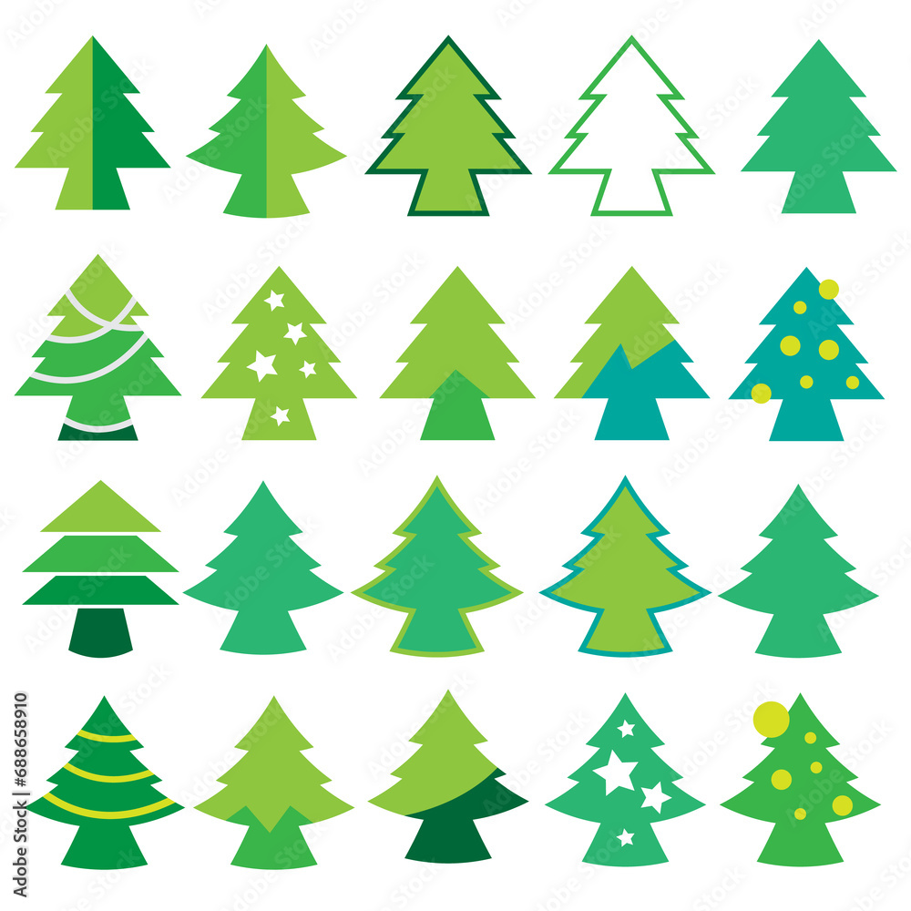 Set of Christmas tree icons