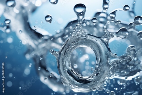 A splash with a macro close-up, freezing water droplets in mid-air
