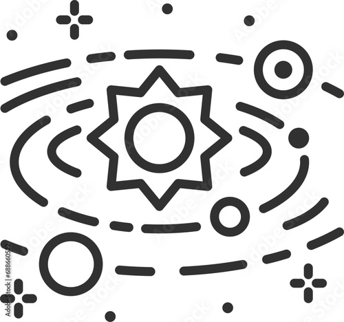 Solar system of planets, linear icon. Line with editable stroke