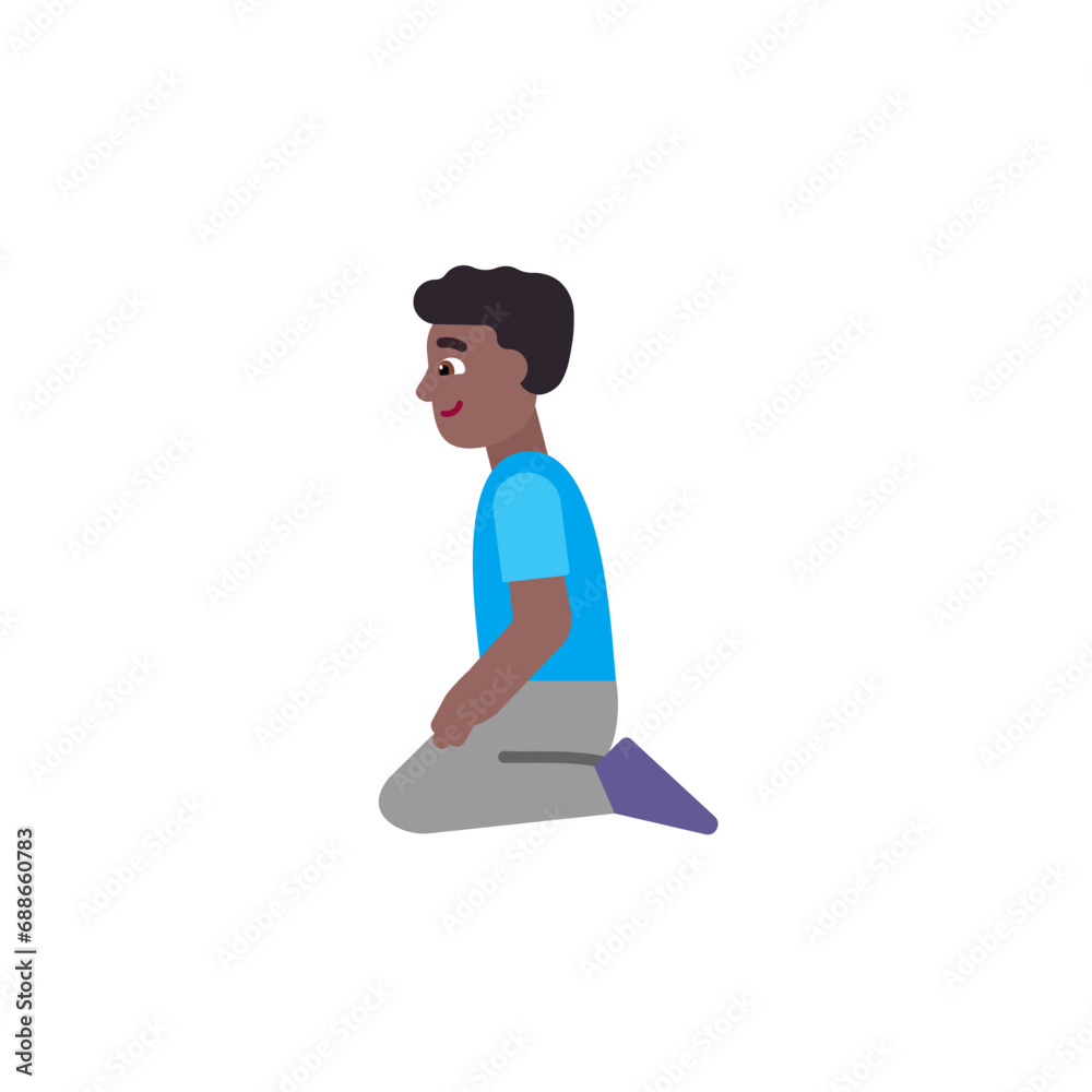 Man Kneeling: Medium-Dark Skin Tone Man Kneeling: Medium-Dark Skin Tone