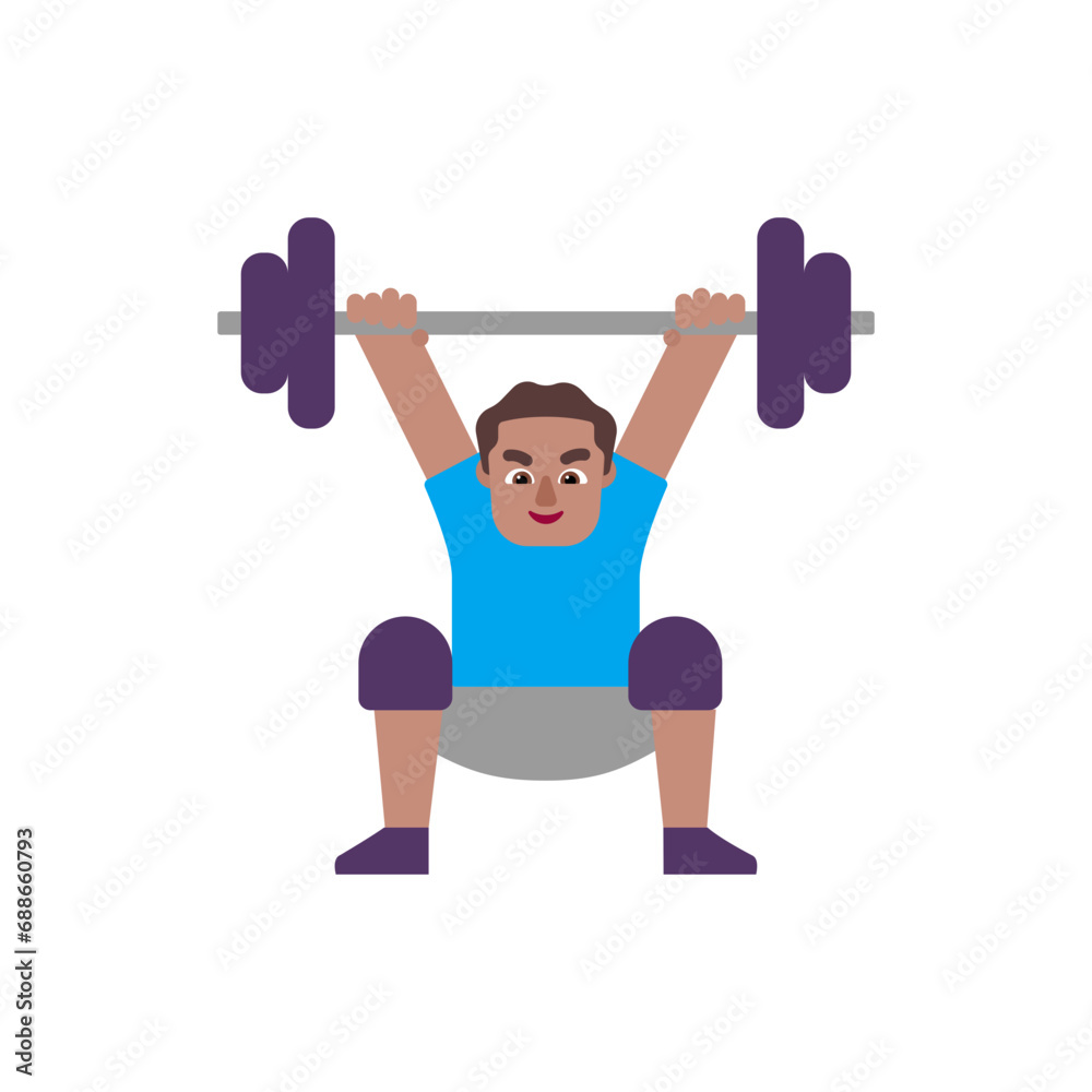 Man Lifting Weights: Medium Skin Tone Man Lifting Weights: Medium Skin Tone