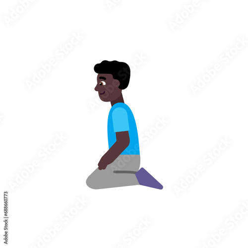 Man Kneeling: Dark Skin Tone