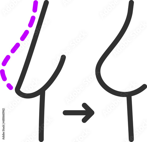 Breast reshaping, linear icon, Plastic surgery. Line with editable stroke