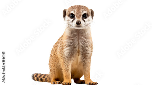 A meerkat looking at the camera, isolated on transparent or white background photo