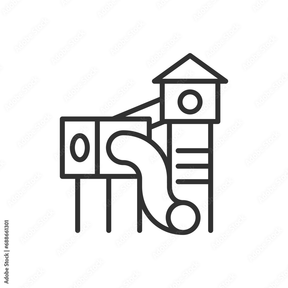 Slides for children, linear icon, playground. Line with editable stroke Slides for children, linear icon, playground. Line with editable stroke