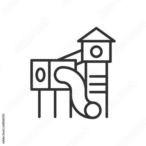 Slides for children, linear icon, playground. Line with editable stroke