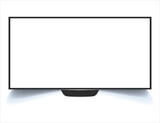 TV flat screen lcd or oled, plasma, realistic illustration, wide flatscreen monitor hanging on the wall.
