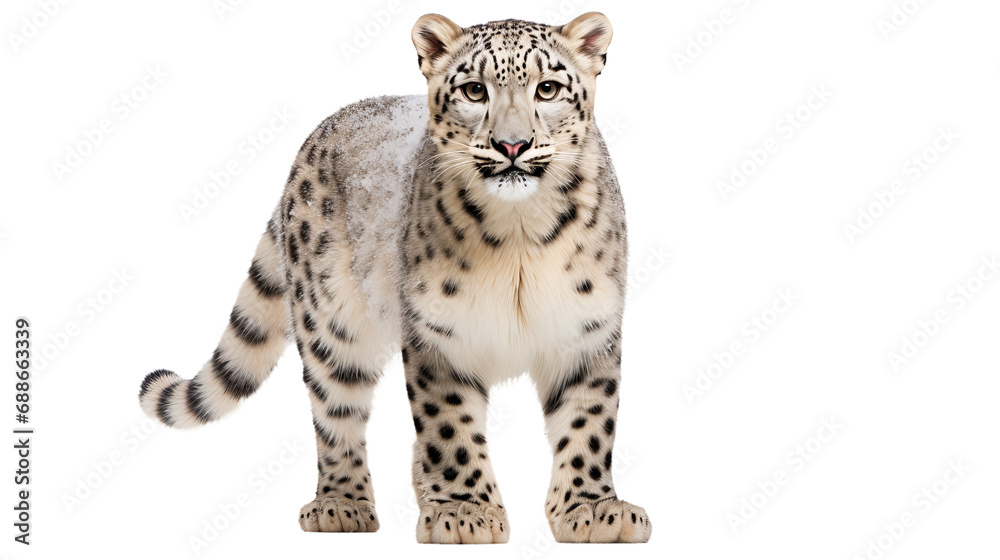 A white leopard with black spots, isolated on transparent or white background A white leopard with black spots, isolated on transparent or white background