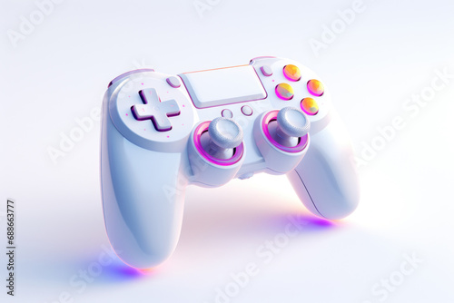 White game controller mockup on white background in 3d art style, generative ai