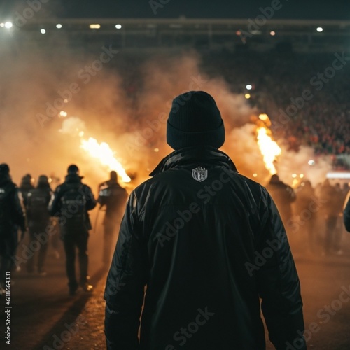 Football ultras with flares