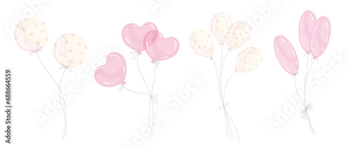 Set of balloons for Valentine's Day.Vector graphics.