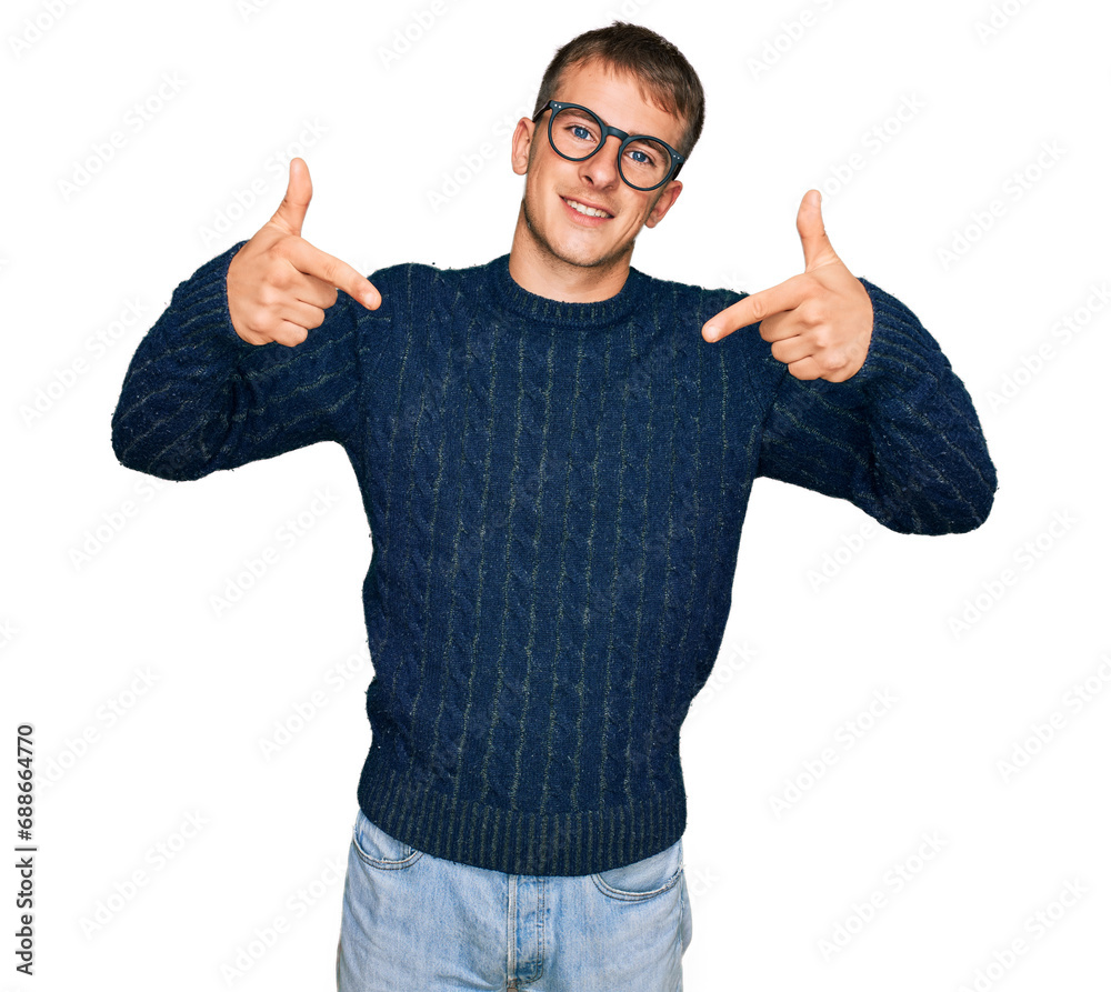 Young blond man wearing casual clothes and glasses looking confident with smile on face, pointing oneself with fingers proud and happy. Young blond man wearing casual clothes and glasses looking confident with smile on face, pointing oneself with fingers proud and happy.