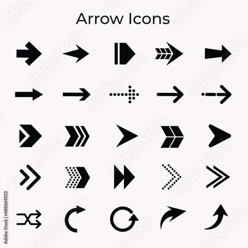 Arrows set. Arrow icon collection. Set different arrows or web design. Arrow flat style isolated on white background - stock vector.