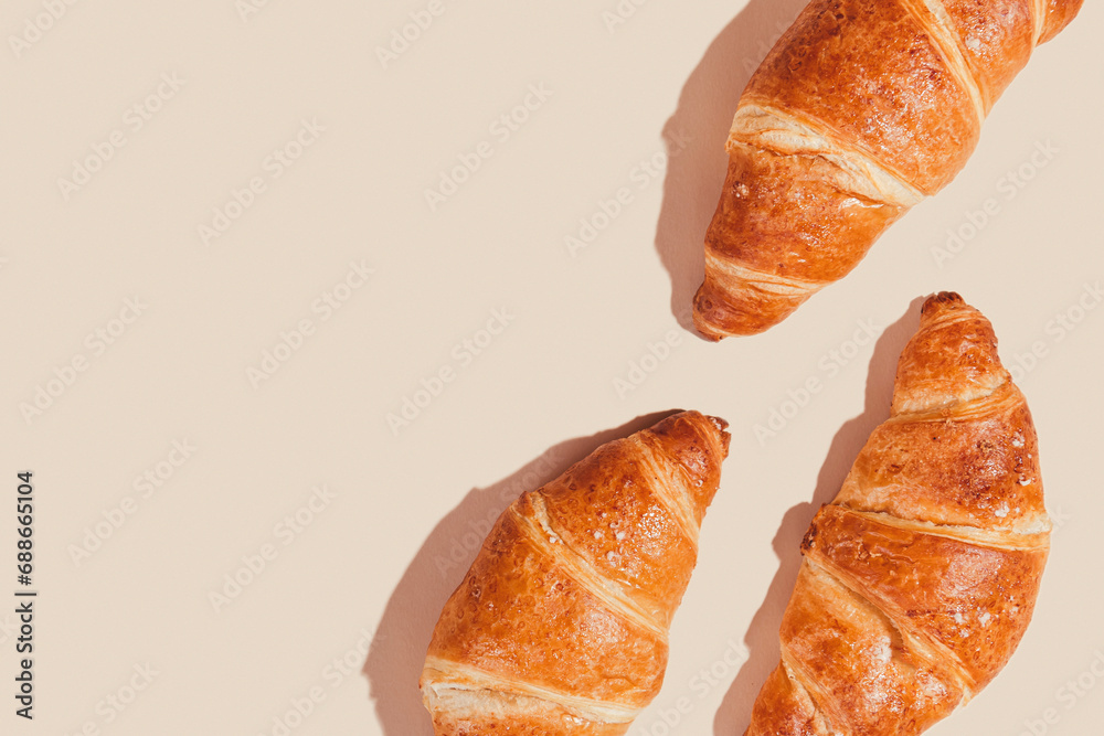 background of croissants on a light background