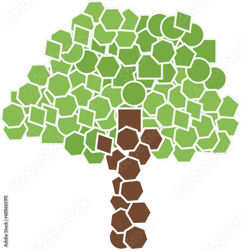 Vector illustration of a tree formed from different shapes