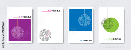 Merry christmas design vector brochure cover set