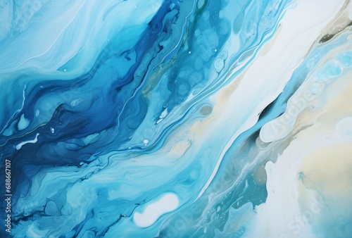 abstract aerial view of colorful ocean crashing onto rocks, photorealistic compositions