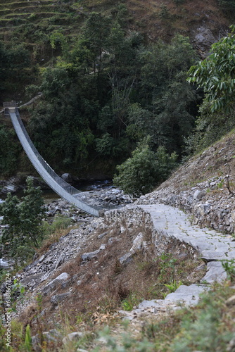 long suspension bridge in nepal, gandaki photo