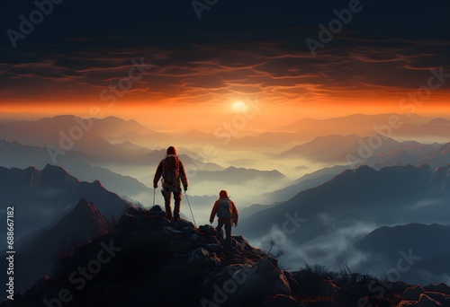 Mountain Journey, Overcoming Weaknesses, Self-Conquest, Sunset © Tomasz