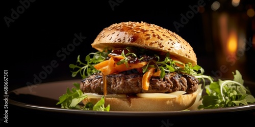 Fresh beef burger with vibrant salads and beautiful pillow buns