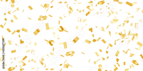 golden confetti falling on transparent background