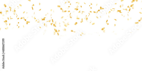 golden confetti falling on transparent background