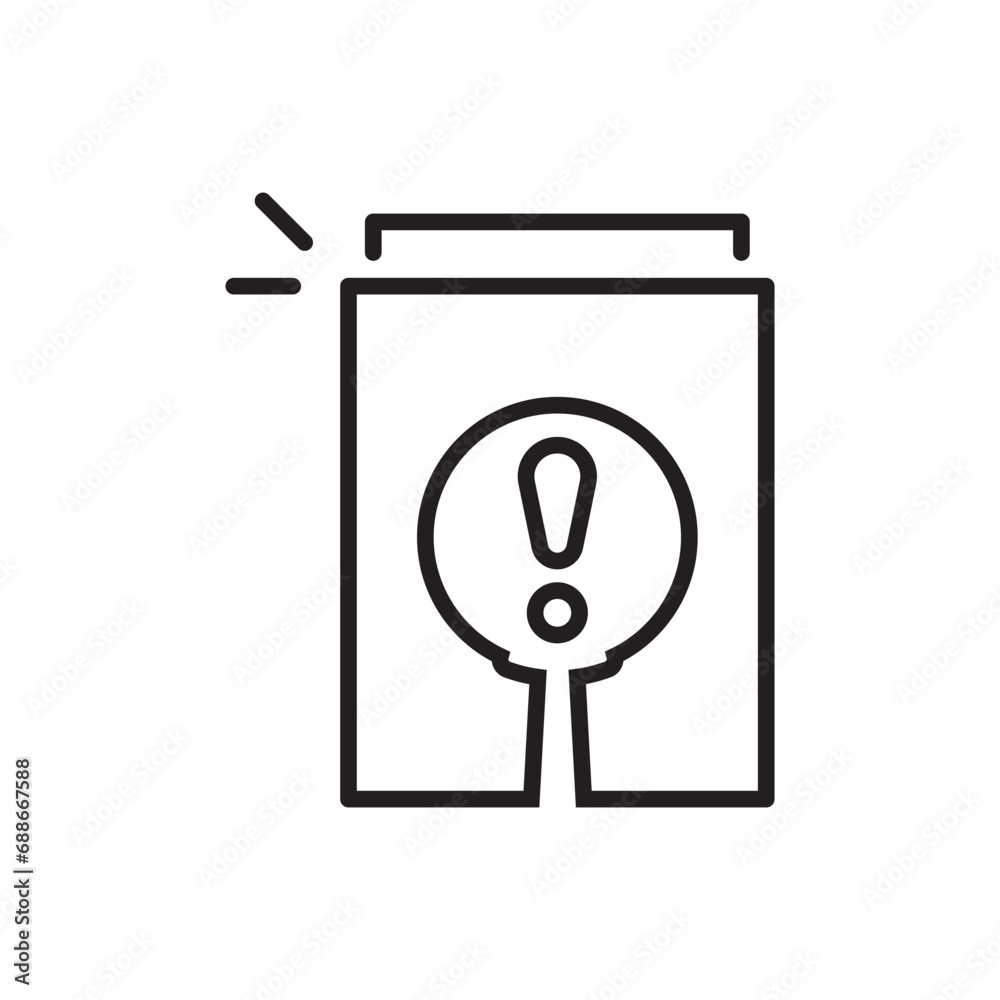 exclamation mark on paper like crisis audit icon. simple outline alert doc symbol logotype graphic web element design isolated on white. concept of important tax statistics or business procedure sign exclamation mark on paper like crisis audit icon. simple outline alert doc symbol logotype graphic web element design isolated on white. concept of important tax statistics or business procedure sign