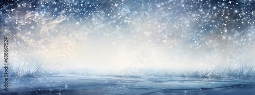 Header background of snowing landscape in a winter lake