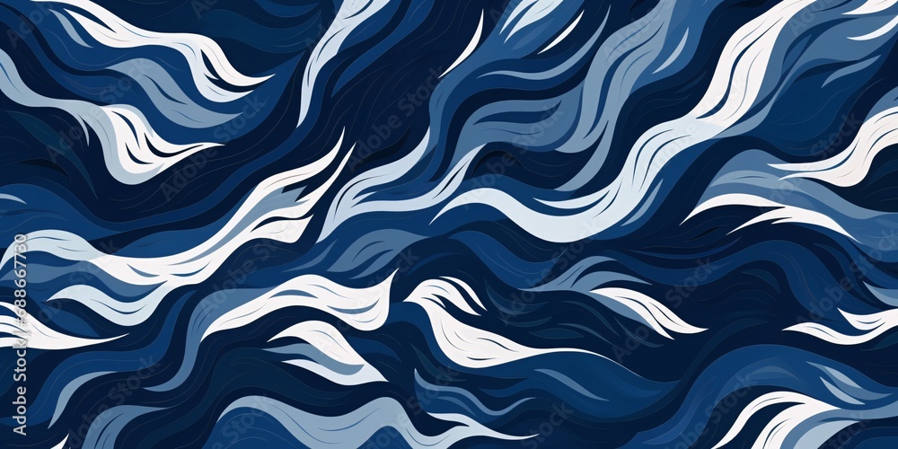 Fototapeta premium abstract graphic pattern with white and blue strokes and lines, dark and chaotic