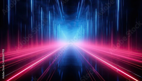 Abstract speed light trail effect path  fast moving neon futuristic technology background  futuristic virtual reality  motion effect  neon bright curve  sci-fi style  highway speed light