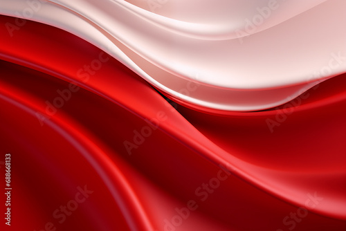 The shiny metallic red background contrasts with the metallic white, giving it a luxurious feel.
