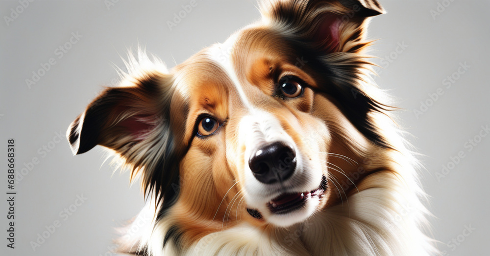 Collie dog on a white background