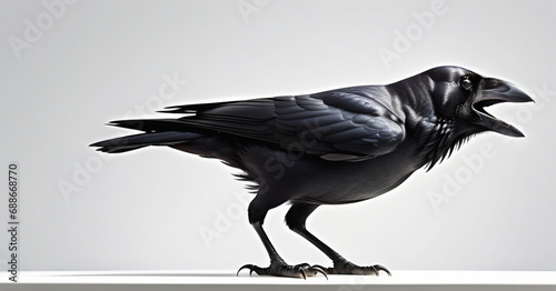 crow on white background photo