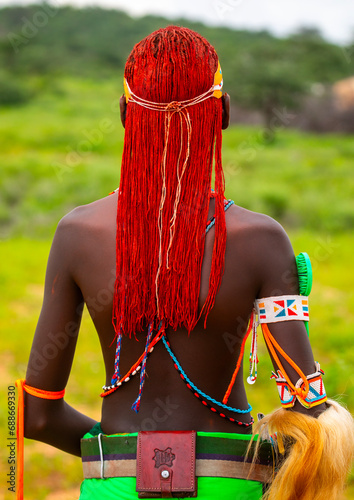 Portrait of a young samburu moran, Samburu County, Samburu National Reserve, Kenya photo