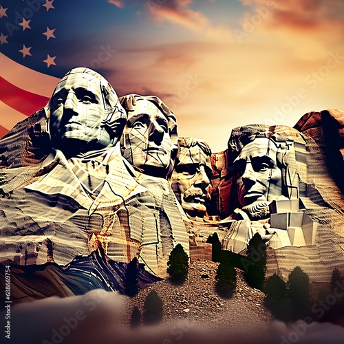 Presidents Day Mount Rushmore Background Design photo