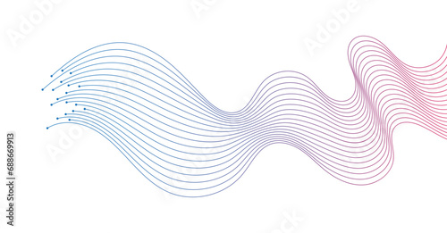 Abstract Wavy Lines Background Element for AI, Tech, Network, Science, and Digital Technology Themes