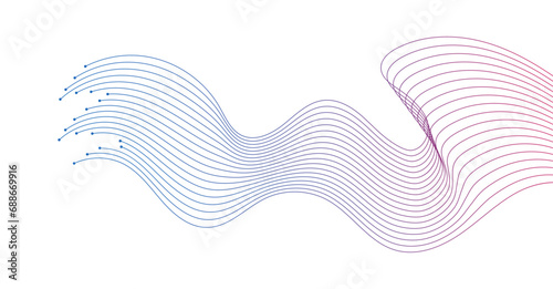 Abstract Wavy Lines Background Element for AI, Tech, Network, Science, and Digital Technology Themes