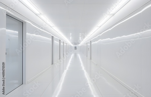 white illuminated corridor interior design