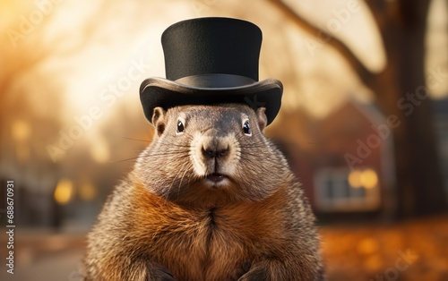 Celebrating Groundhog Day A Groundhog in Top Hat