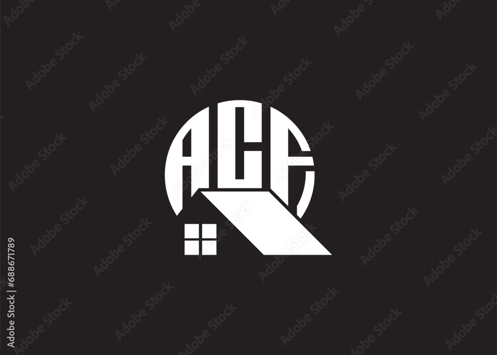 Real Estate Letter ACF Monogram Vector Logo.Home Or Building Shape ACF Logo Real Estate Letter ACF Monogram Vector Logo.Home Or Building Shape ACF Logo