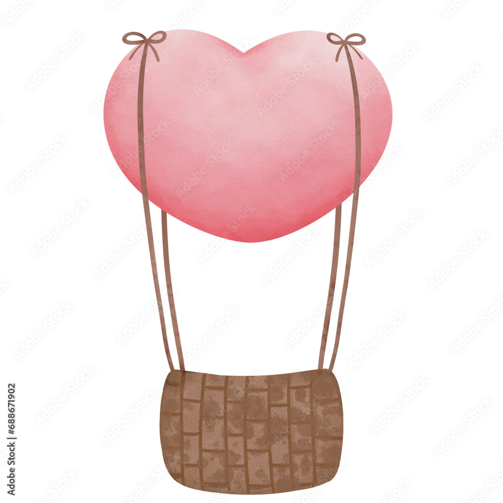 Watercolor Heart balloon, Balloon of Love, Valentine's Day Heart Balloon, Valentine Element

