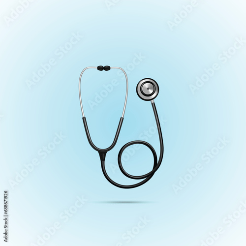Medical icon stethoscope. Isolated sign stethoscope on Blue background. Vector illustration