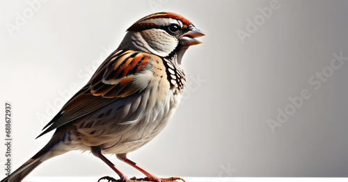 sparrow on white background photo