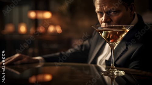 A distressed man grappling with alcohol addiction, his expression fraught with despair, clutches a glass of liquor, symbolizing the struggle and pain of dependency.