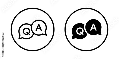 Question and answer icon vector on circle line