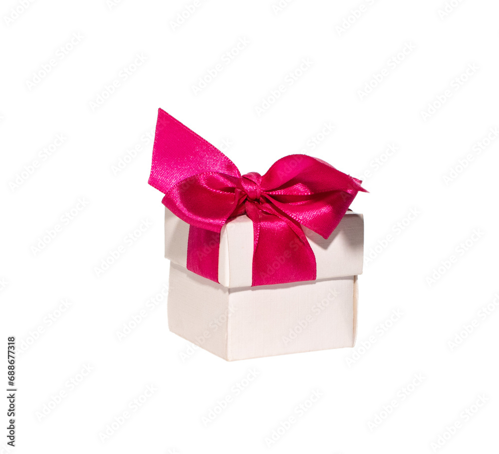 Obraz premium White gift box with a red bow