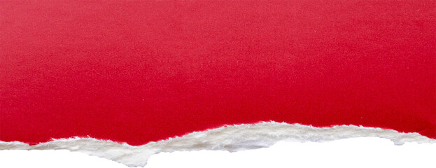 Red ripped paper torn edges strips isolated on white background