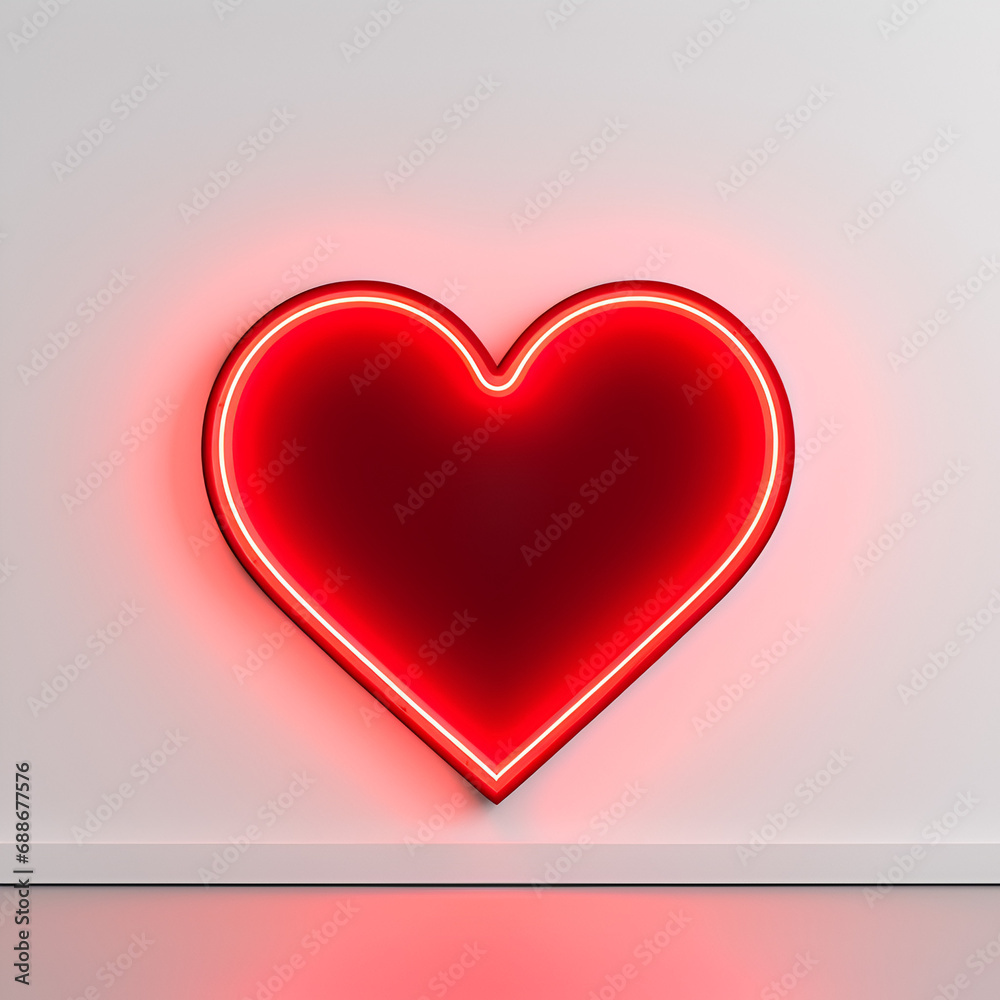 Red heard mockup with neon lights isolated 